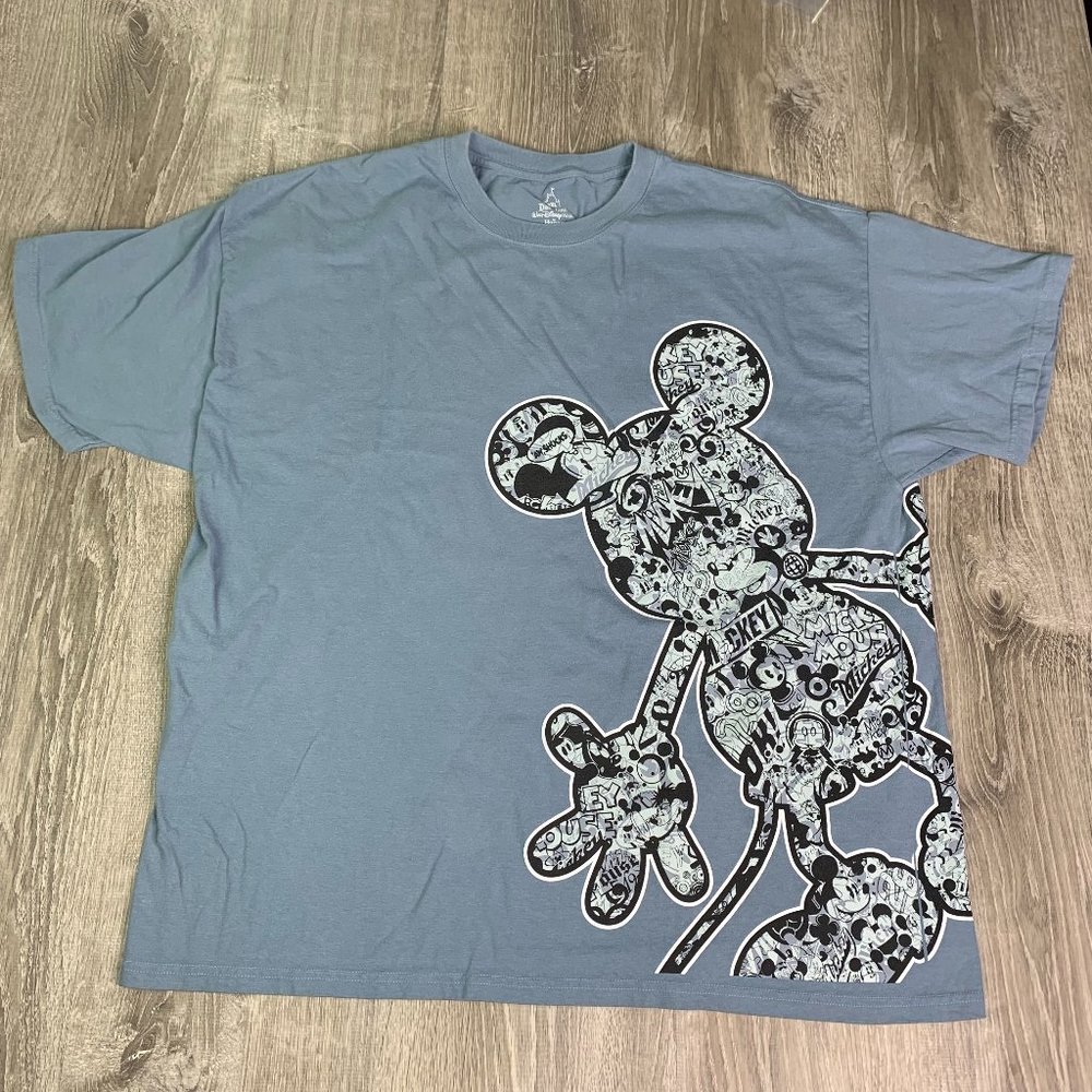 Walt Disney World Disneyland Mickey Mouse Silhouette Mens Shirt Blue Size 2XL